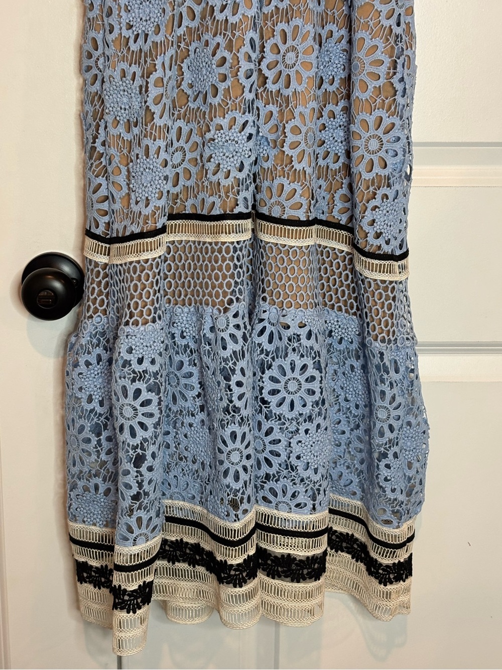 Self-Portrait Blue Black White Floral Lace Midi Dress 8 - Picture 11 of 13
